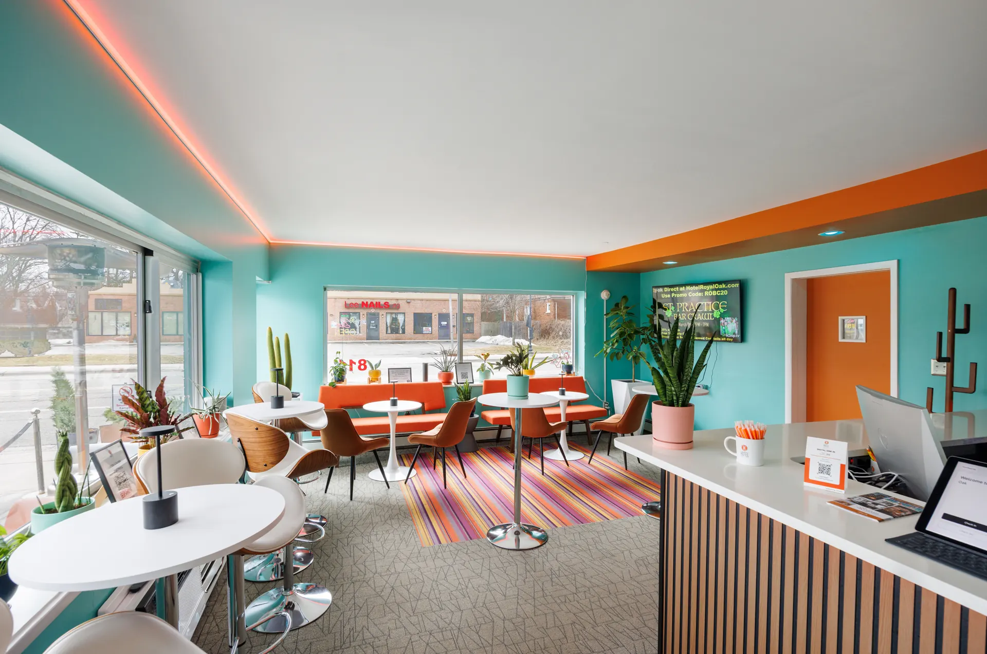 People in the HI-FI lobby lounge